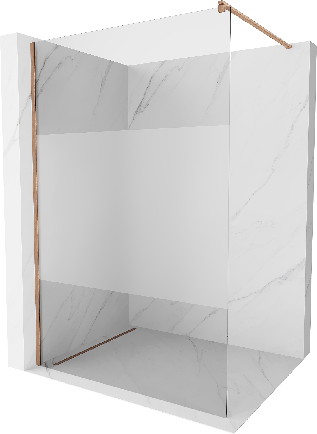 Mexen Kioto ścianka prysznicowa Walk-in 120 x 200 cm, transparent/szron 8 mm, miedź szczotkowana - 800-120-101-65-35